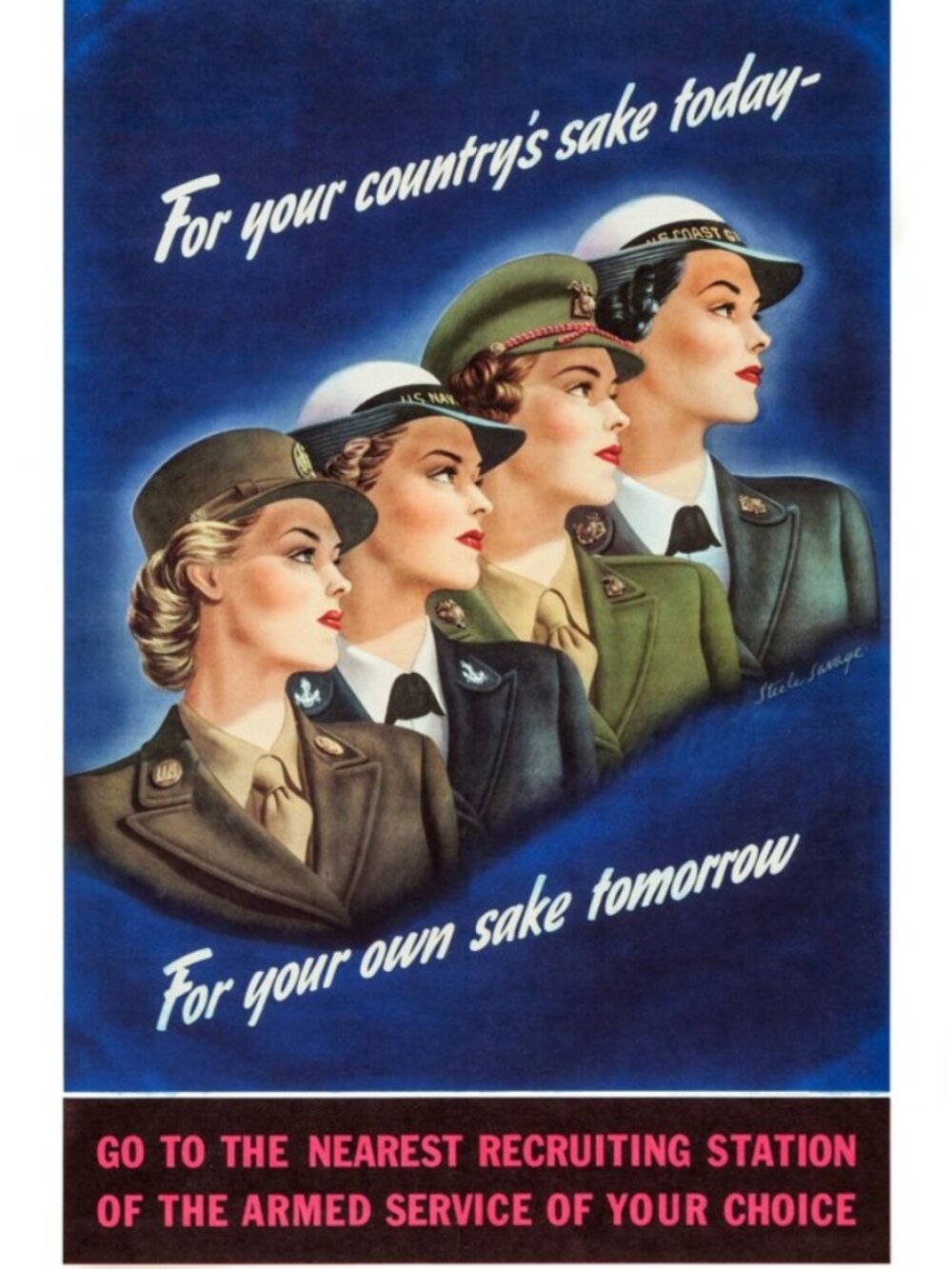 NWOT WW2 Propaganda Poster Print on Canvas - Women's Recruiting - 12x18
